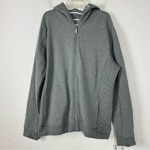 Croft & Barrow Hoodie Jacket Sweatshirt Solid Gray Dark Jersey‎ Knit Full Zip